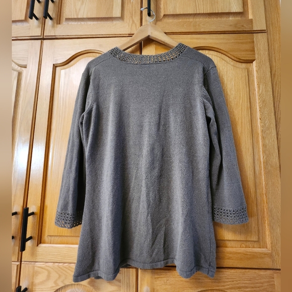 Womens Denver Hayes Green/greige Bohemian Tie Front Cardigan Size M/L - Picture 4 of 5